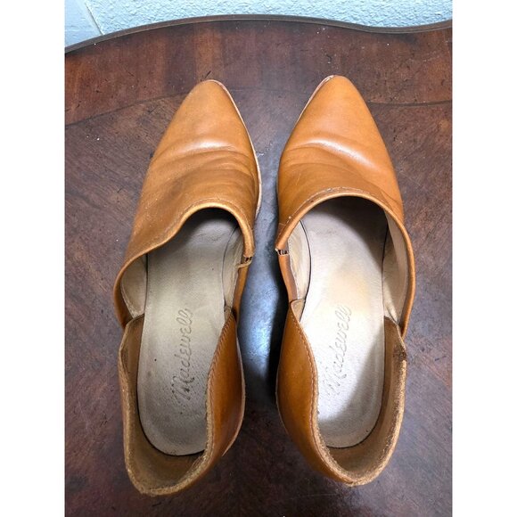Madewell Women's Tan Leather Pointed Toe Heeled Mules Size 7 - Picture 6 of 12